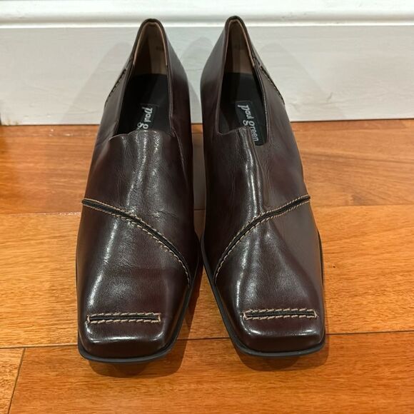 NWOT Paul Green Munchen Loafer Block Heels Square Toe Burgundy Leather Size 6.5 - Picture 1 of 9